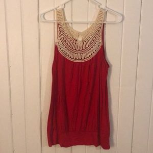 Red and lace top